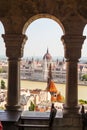 Scenic Hungarian Parliament in Budapest, seen from the Fisherman`s Bastion Royalty Free Stock Photo