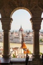 Scenic Hungarian Parliament in Budapest, seen from the Fisherman`s Bastion Royalty Free Stock Photo