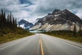 Scenic Icefields Pkwy in Banff National Park leading to the Bow Royalty Free Stock Photo