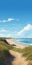 Majestic Beach Path: Detailed 2d Illustration Of Bude, Cornwall