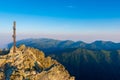 Scenic image of Fairytale mountains during sunrise. The sunrise over a mountain in park High Tatras. Slovakia, Europe. Wonderful Royalty Free Stock Photo