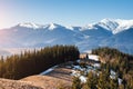 Scenic image of snowy peaks in the sunlight. Location Carpathian national park Royalty Free Stock Photo