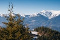 Scenic image of snowy peaks in the sunlight. Location Carpathian national park Royalty Free Stock Photo