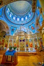 The scenic interior with Altar and the dome of Transfiguration Cathedral, Dnipro, Ukraine