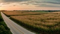 Scenic Iowa Cornfields Along Route in the United States. Concept Landscape Photography, Travel