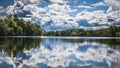 A scenic lake with beautiful clouds and reflections