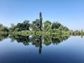 Scenic lake with blue sky for vacation Royalty Free Stock Photo