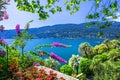 Scenic lake Lago Maggiore,panoramic view,Italy. Royalty Free Stock Photo