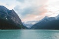 Scenic Lake Louise in Banff, Canada during golden hour Royalty Free Stock Photo