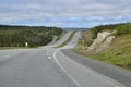 Scenic landscape along winding section of Newfoundland highway Royalty Free Stock Photo