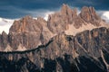 Scenic landscape of Croda da Lago mountain chain skyline in the central Dolomites in northern Italy