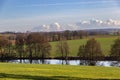 Scenic landscape with fields and river early spring Royalty Free Stock Photo