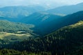 Scenic landscape with green mountains of the Carpathians Royalty Free Stock Photo