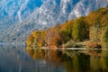 Scenic landscape in Lake Bohinj, Slovenia in autumn Royalty Free Stock Photo