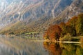 Scenic landscape in Lake Bohinj, Slovenia in autumn Royalty Free Stock Photo