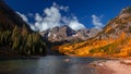 Scenic landscape of Maroon bells in Aspen, Colorado Royalty Free Stock Photo