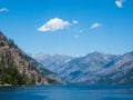Scenic landscape of the northern end of Lake Chelan on a sunny day