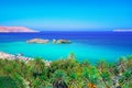 Scenic landscape of palm trees, turquoise water and tropical beach, Vai, Crete Royalty Free Stock Photo