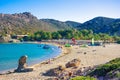 Scenic landscape of palm trees, turquoise water and tropical beach, Vai, Crete