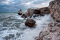 Scenic autumn landscape shot in Bulgarian coastal with stormy sea