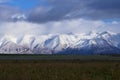 Scenic landscape with snow covered Southern Alps mountain range in the vastness of New Zealand, South Island near Mount Cook Royalty Free Stock Photo