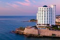 Scenic landscape view of high-rise hotel with open air pool in the seashore of the Mediterranean Sea near Mersin in Turkey Royalty Free Stock Photo