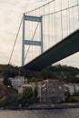 Scenic landscape view of pylon of The Fatih Sultan Mehmet Bridge Royalty Free Stock Photo