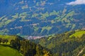 Scenic Landscape view of the valley and the town of Zell am Ziller from Garlos road Austria