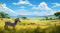 Scenic Landscape With Zebras And Butterflies Hd Wallpaper
