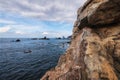 Scenic landscapel, Rock formation and bkue ocean landscape in Tenerife, Canary islands. Royalty Free Stock Photo