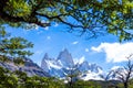 Scenic landscapes of Mount Cerro Fitz Roy in Patagonia near El Chalten, El Calafate and lake Capri Royalty Free Stock Photo