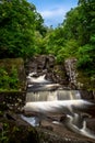 Scenic Long Exposed Waterfall In Forest Landscape In Scotland