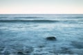 Scenic long exposure close up of rocky Baltic Sea coast