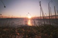 Scenic low angle shot of sunset across the panoramic view of Adriatic sea from Island Vis in Croatia