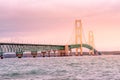 Scenic Mackinac Bridge shot from Old Mackinac Point during sunset Royalty Free Stock Photo