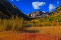 Scenic Maroon Bells landscape in autumn time Royalty Free Stock Photo