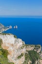 Scenic Mediterranean landscape above dramatic Faraglioni Rocks on the island of Capri, Italy Royalty Free Stock Photo