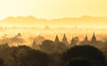 Beautiful misty sunrise over the plains of Bagan, Myanmar. Royalty Free Stock Photo