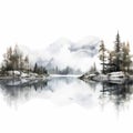 Scenic Moor With Lake: Ethereal Watercolor Background