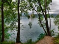 Scenic morning view of St. Martin`s Parish Church near Bled Lake. Beautiful autumn weather during sunrise. Royalty Free Stock Photo