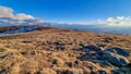 Scenic morning view after sunrise on summit cross of mountain peak Grosser Sauofen, Saualpe, Lavanttal Alps, Austria Royalty Free Stock Photo