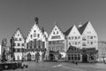 scenic morning view to town hall at Roemer square in Frankfurt, Germany