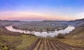 Scenic moselle river loop with village Trittenheim seen from Leiwen