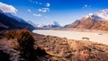 Scenic Mountain along Lake Pukaki to Mount Cook National Park, South Island, New Zealand. Royalty Free Stock Photo