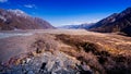 Scenic Mountain along Lake Pukaki to Mount Cook National Park, South Island, New Zealand. Royalty Free Stock Photo