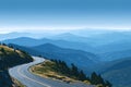 Scenic Mountain Highway Overlooking Endless Forest Ridges Royalty Free Stock Photo