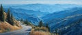 Scenic Mountain Highway Overlooking Endless Forest Ridges Royalty Free Stock Photo