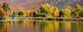 Scenic mountain lake with colorful autumn trees, at Wasatch mountain state park in Utah Royalty Free Stock Photo