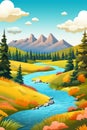 Scenic mountain landscape with river and forest Royalty Free Stock Photo