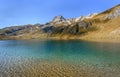 Scenic mountain range of bavarian high alps on crystal clear Lake Engeratsgundsee, Bad Hindelang, Bavaria, Germany